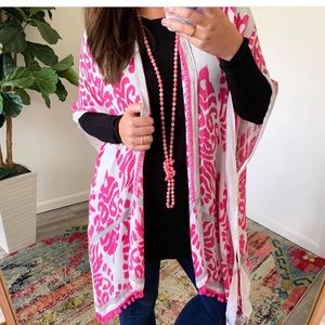 Pink and white long vest